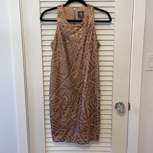 Vince Camuto Metallic Sequin Dress Razor Back sz 2